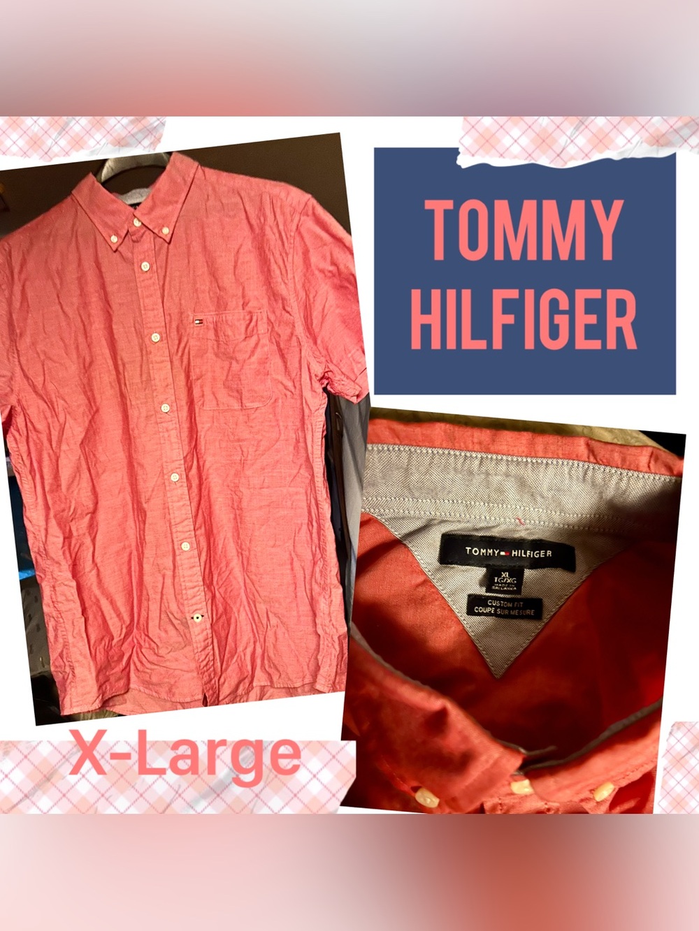 Tommy Hilfiger Coral Button-Down Short Sleeve Shirt